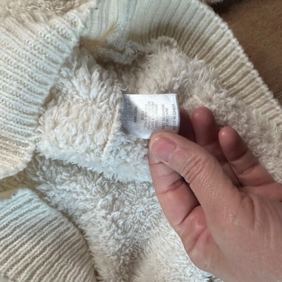 Alison Andrews Women’s Sherpa Fleece Sweater Ivory Cream Size M Cozy Knit - Picture 5 of 5